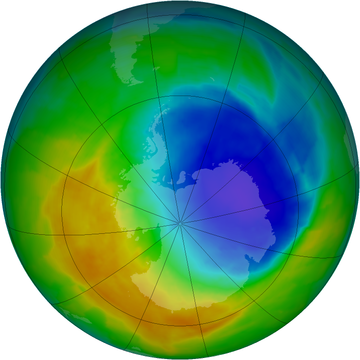Antarctic ozone map for 23 October 2013